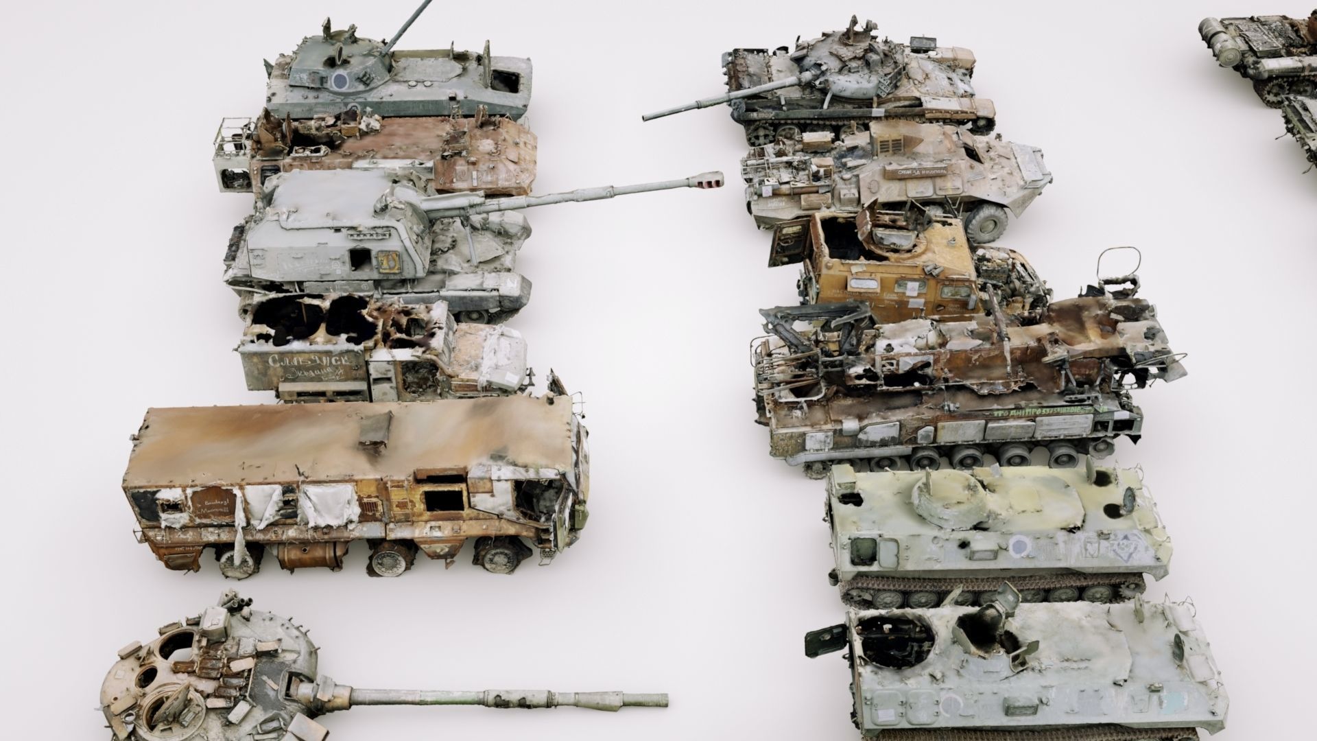 Destroyed russian armoured vehicles 30 assets collection  3D model_5