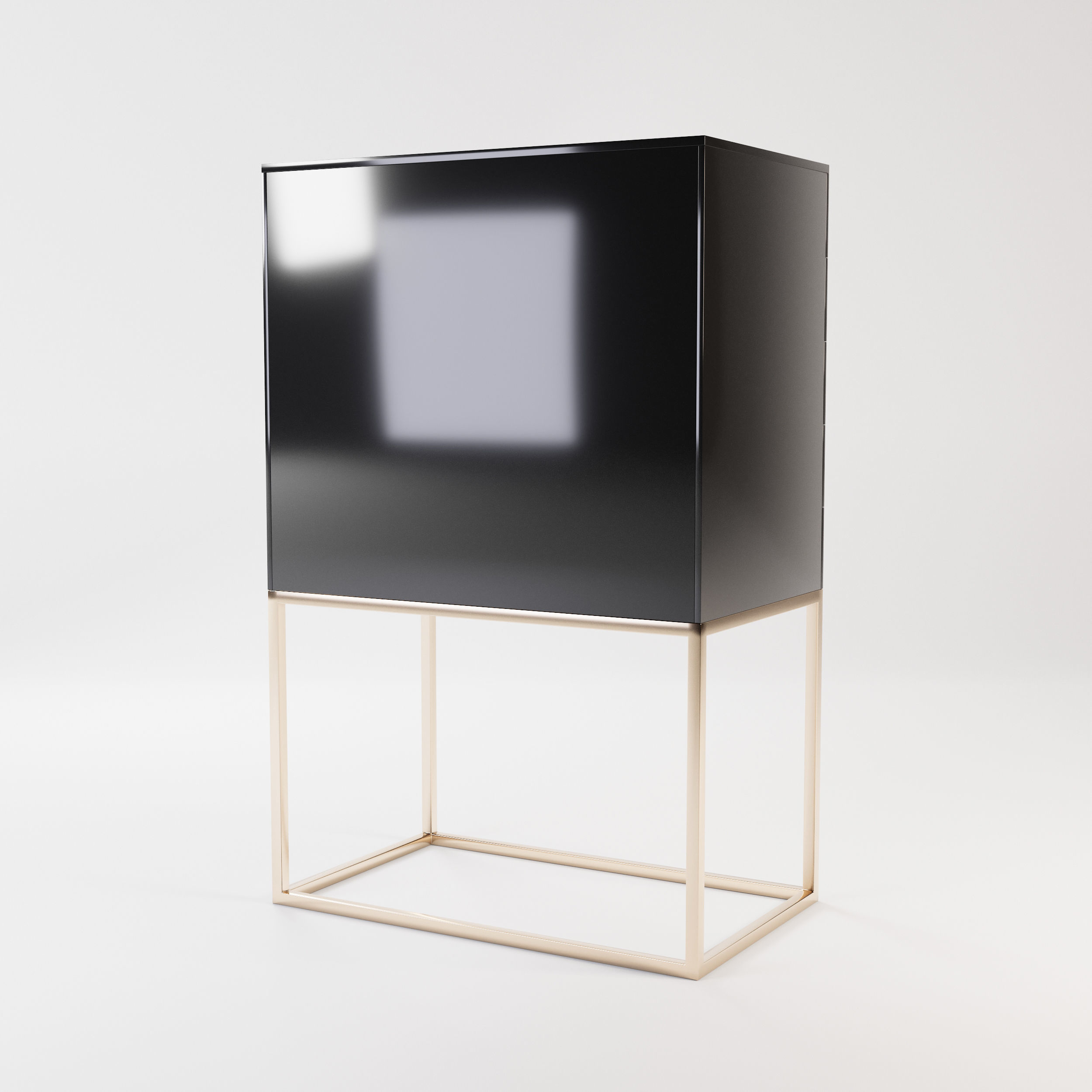 Drawer gold chest of drawers Low-poly 3D model_3