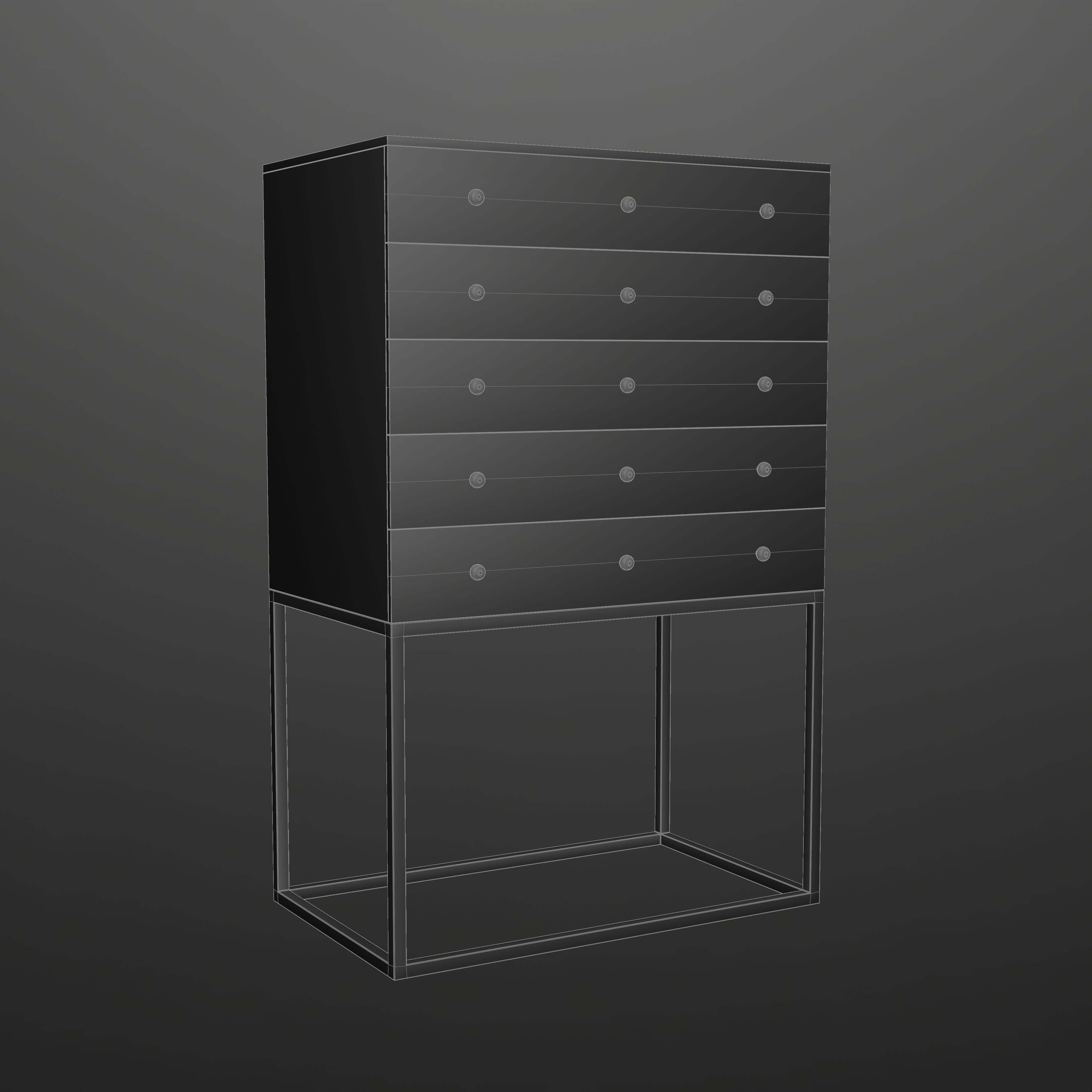 Drawer gold chest of drawers Low-poly 3D model_5