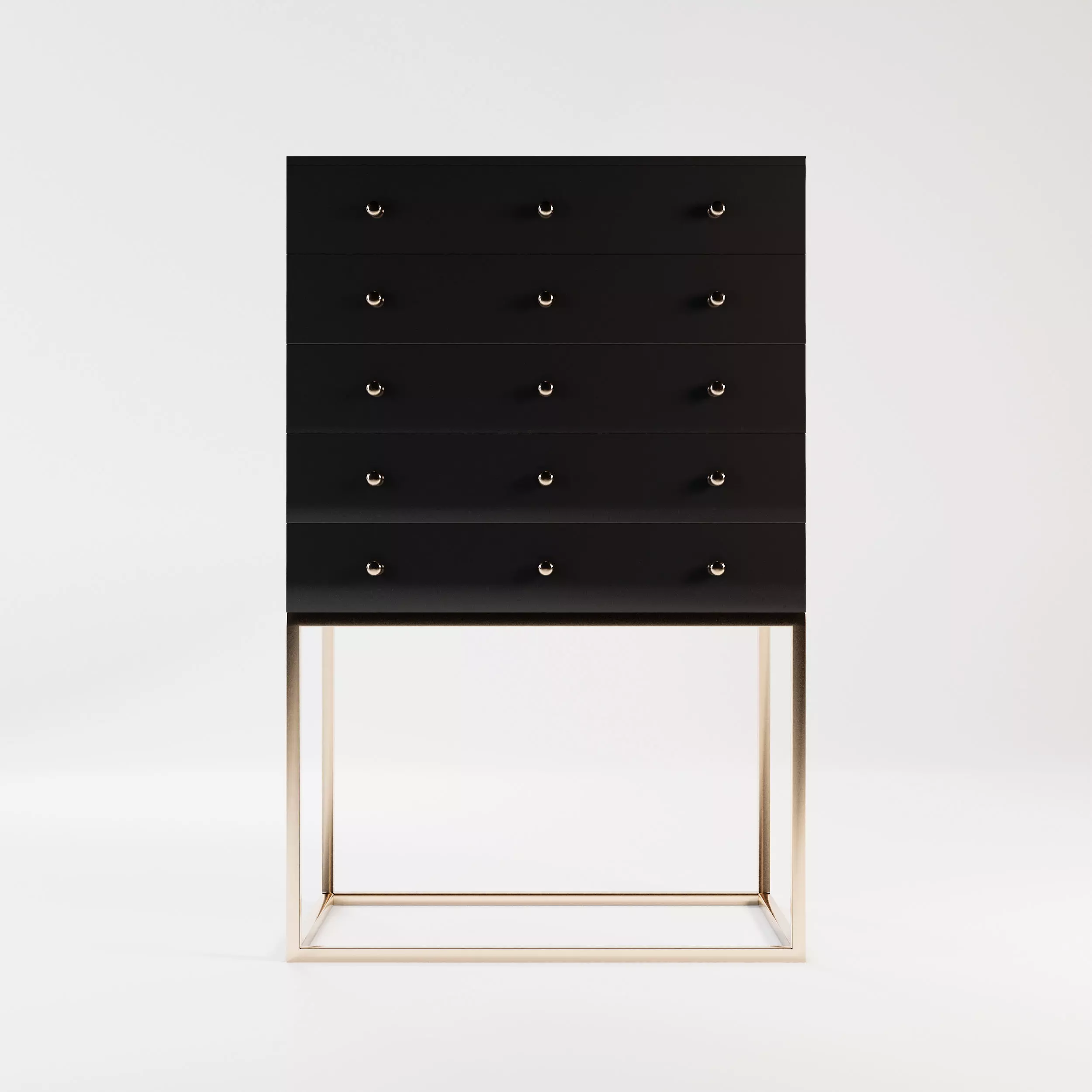 Drawer gold chest of drawers Low-poly 3D model_0