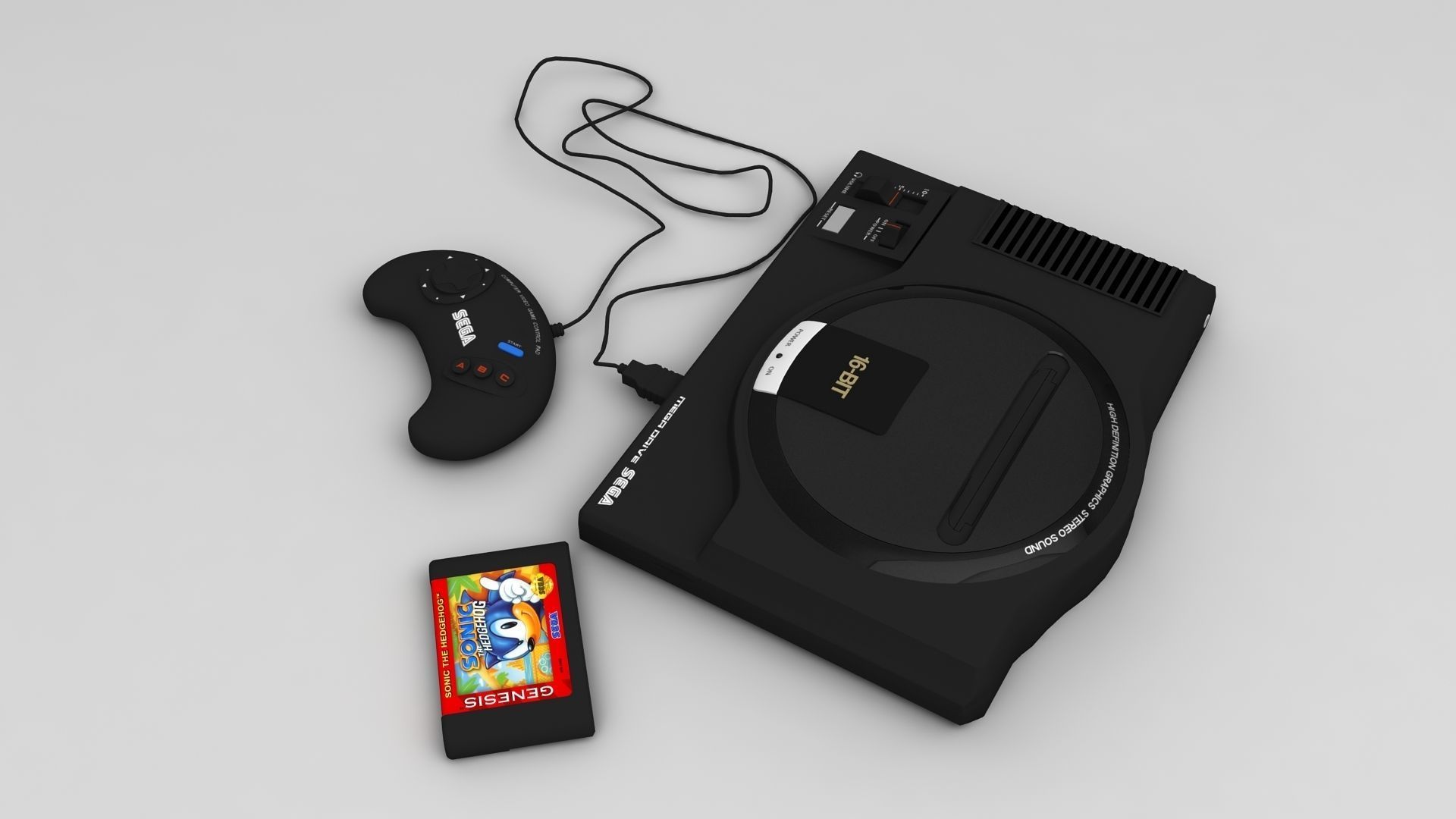 Sega Mega Drive 16 Bit 3D model_2