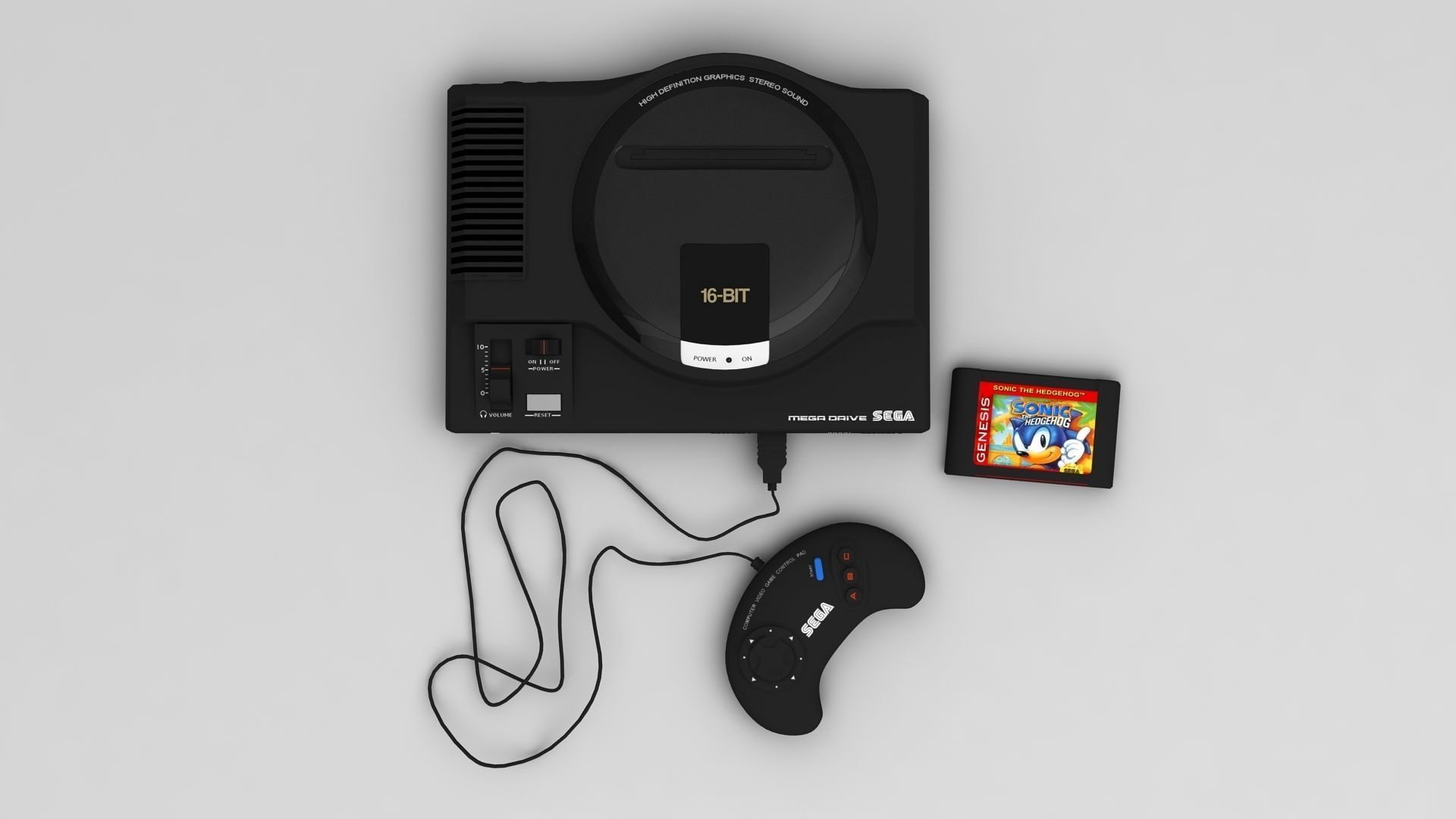 Sega Mega Drive 16 Bit 3D model_5