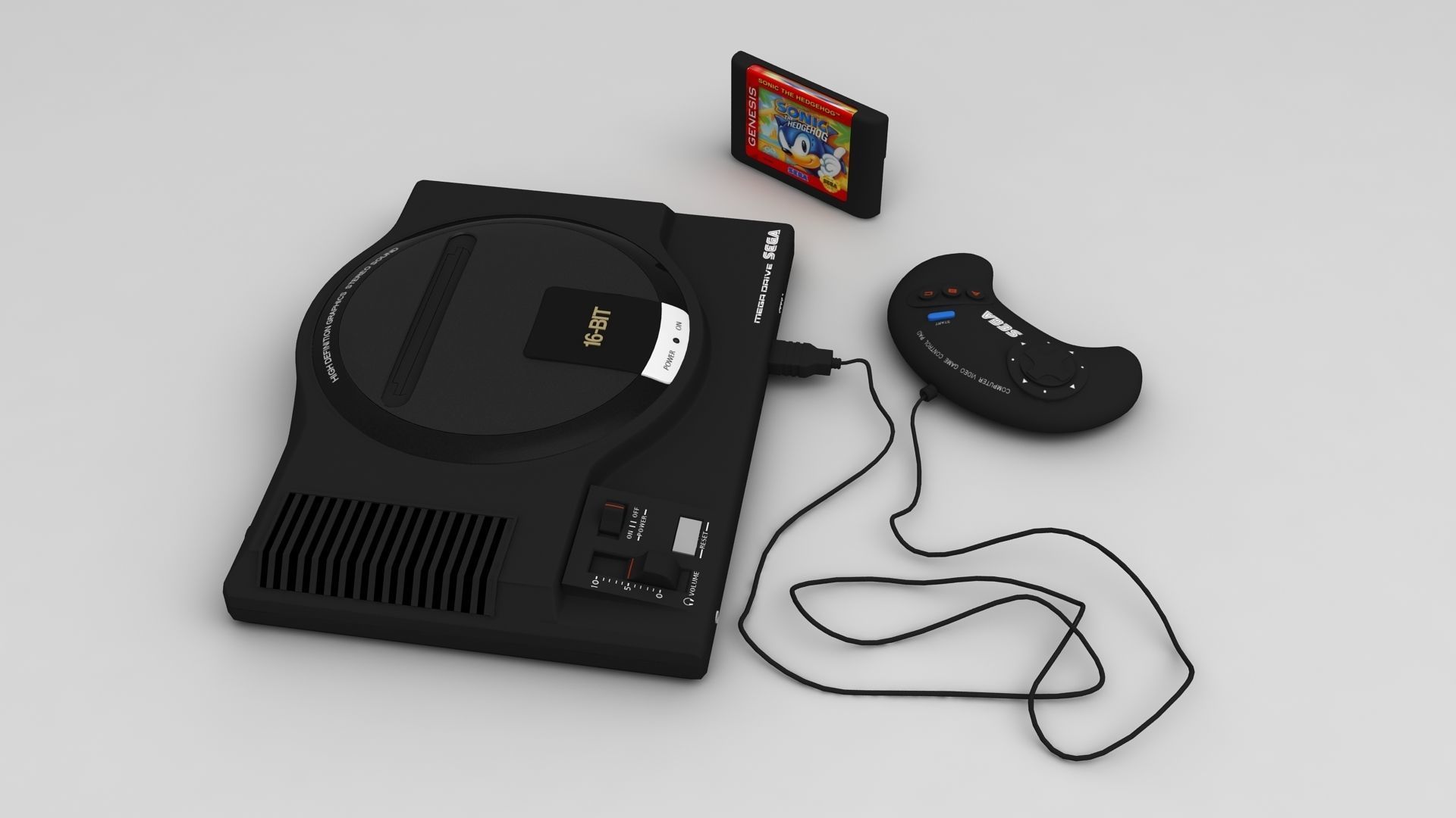 Sega Mega Drive 16 Bit 3D model_4