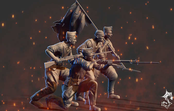  9 World War Two 3D figures printing 3D print model