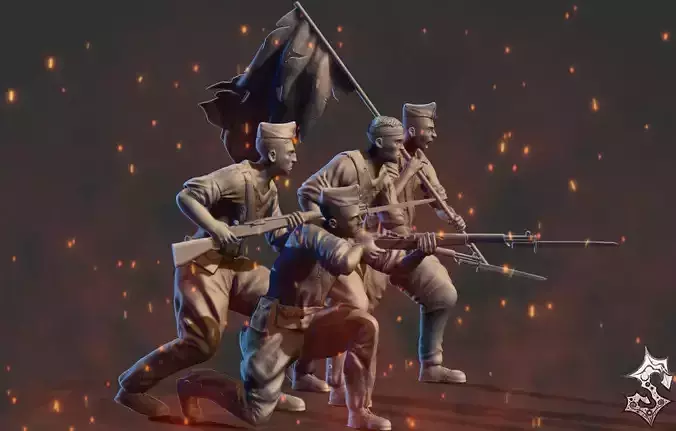  9 World War Two 3D figures printing 3D print model