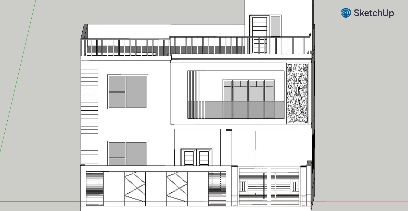 Modern house  Low-poly 3D model_2
