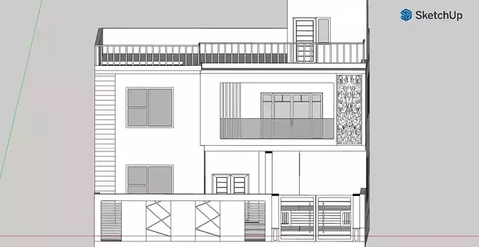 Modern house  Low-poly 3D model