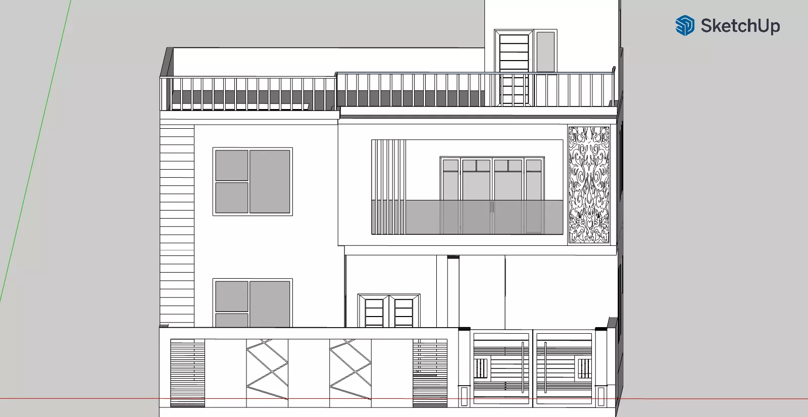Modern house  Low-poly 3D model_0
