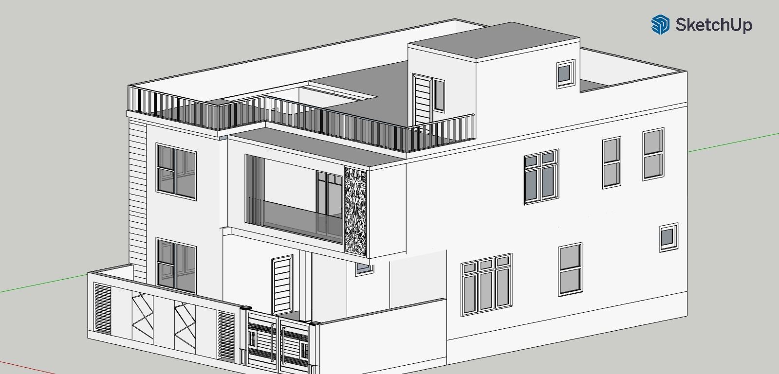 Modern house  Low-poly 3D model_3