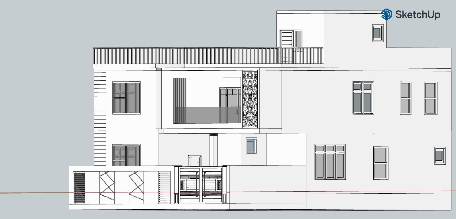 Modern house  Low-poly 3D model_6