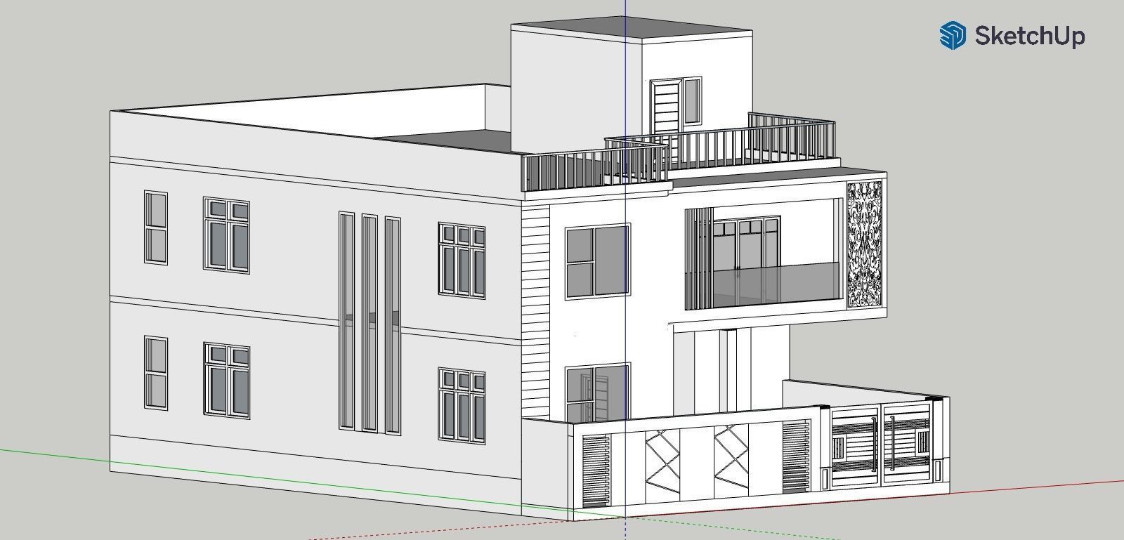 Modern house  Low-poly 3D model_4