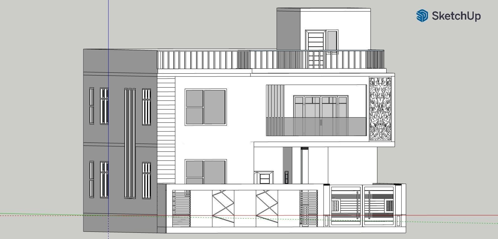 Modern house  Low-poly 3D model_1