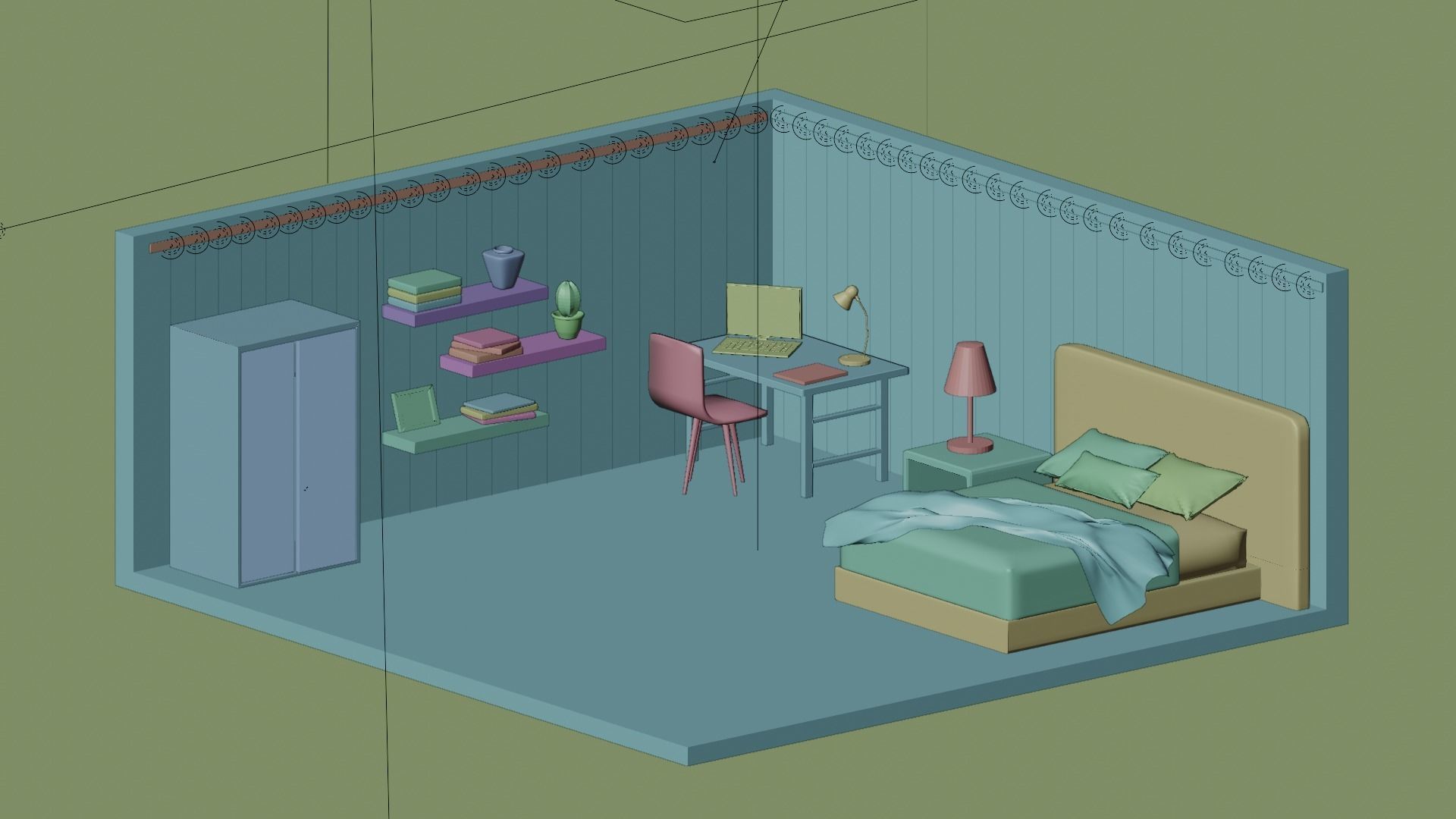 Student Room 3D model_4
