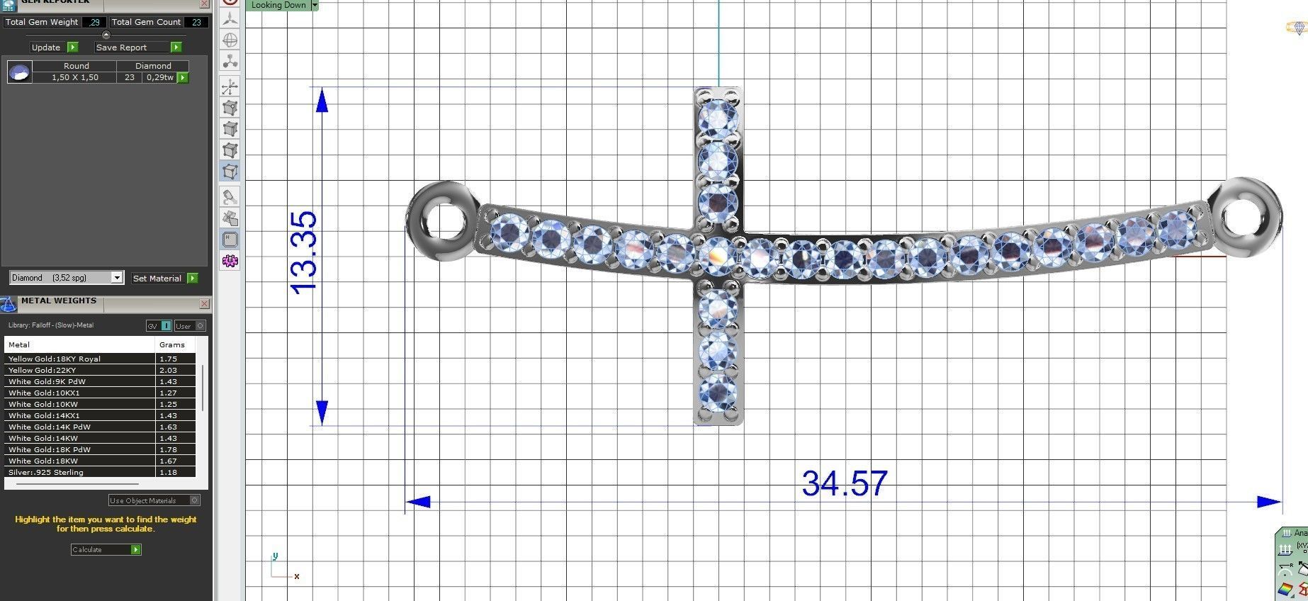  Curved Cross With Gems Pendant Necklace 3D print model_12