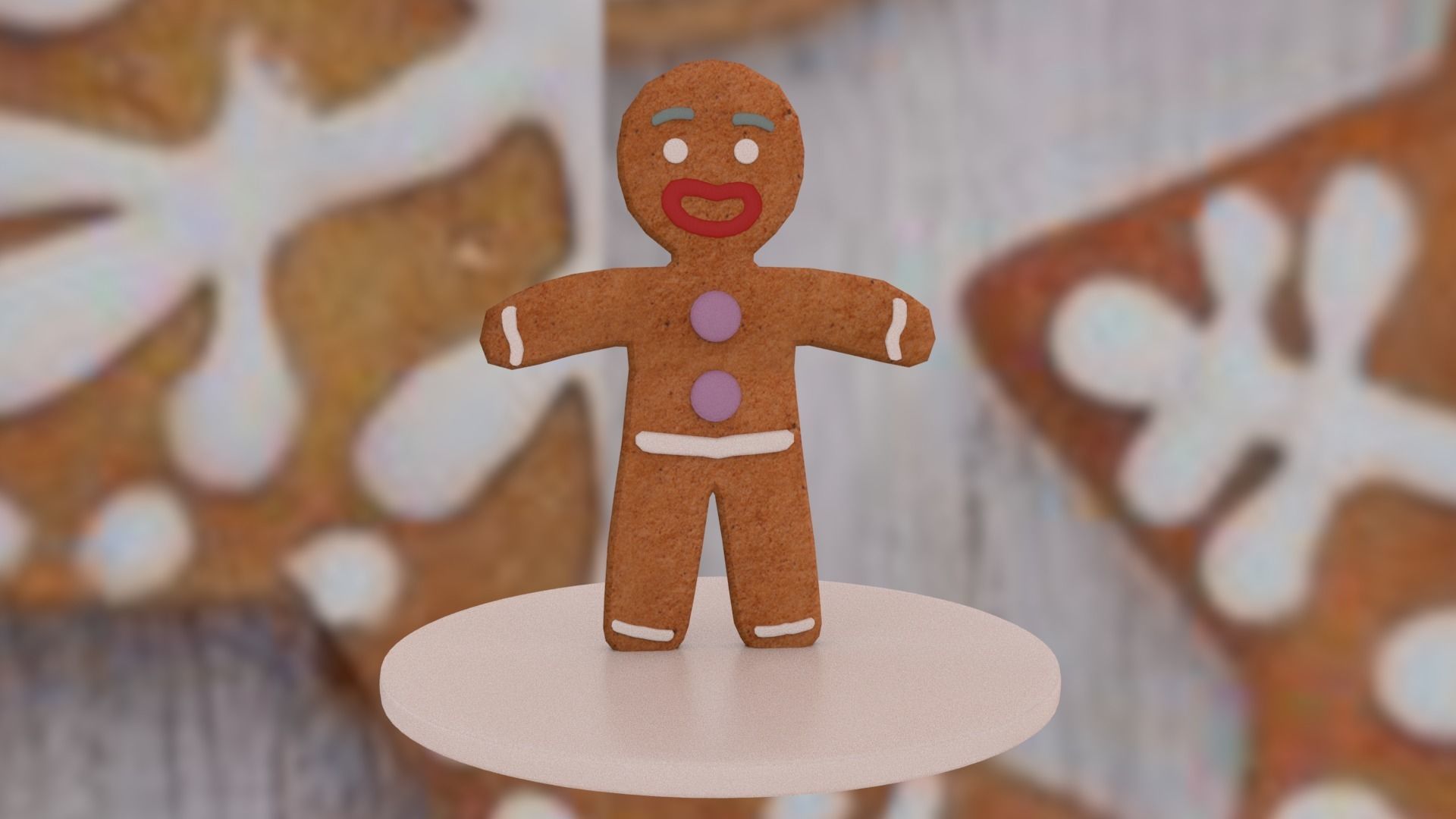 Christmas Gingerbread Man Low-poly 3D model_20