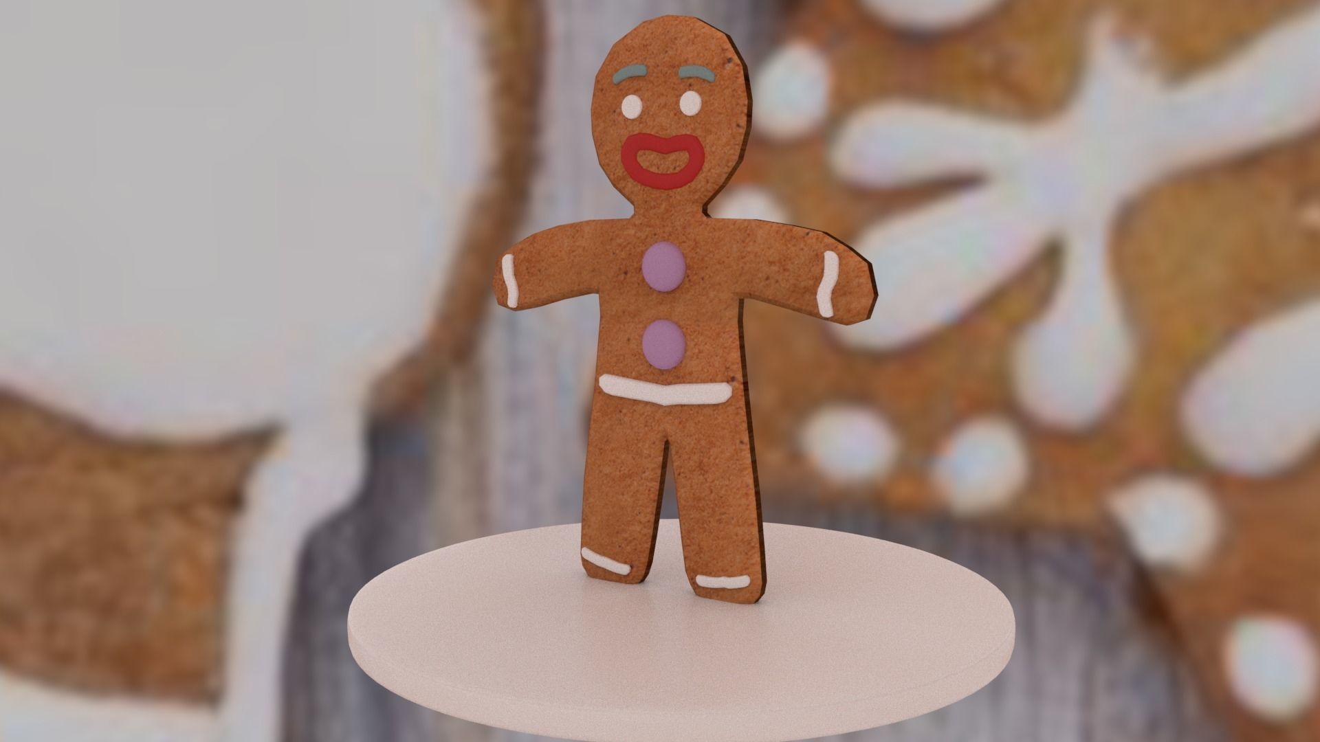 Christmas Gingerbread Man Low-poly 3D model_10