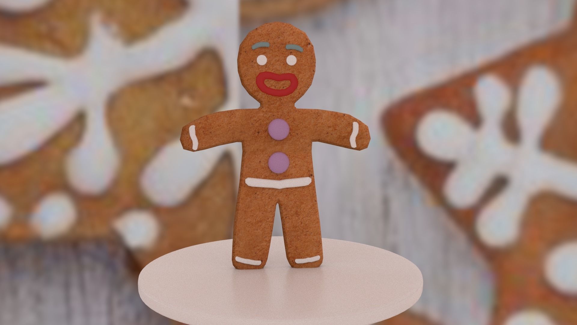Christmas Gingerbread Man Low-poly 3D model_11