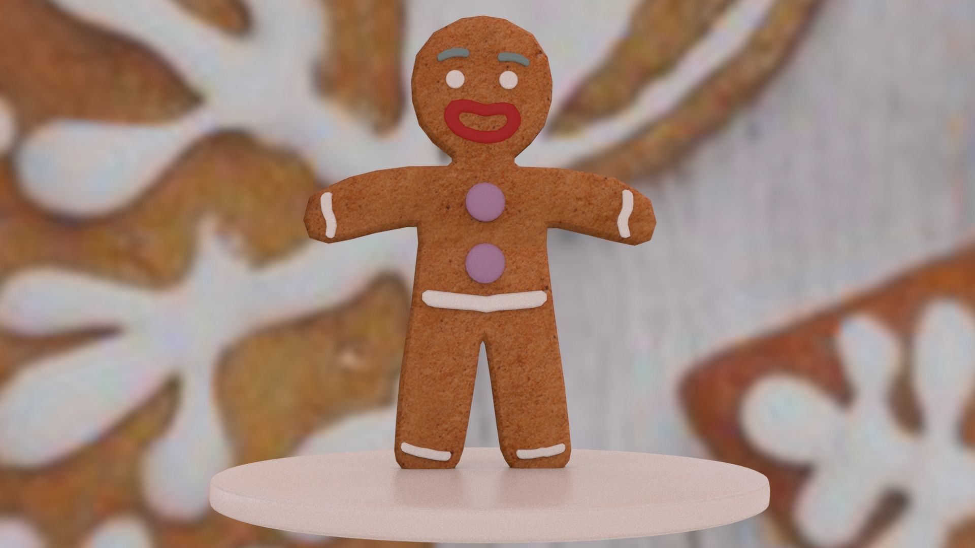 Christmas Gingerbread Man Low-poly 3D model_9