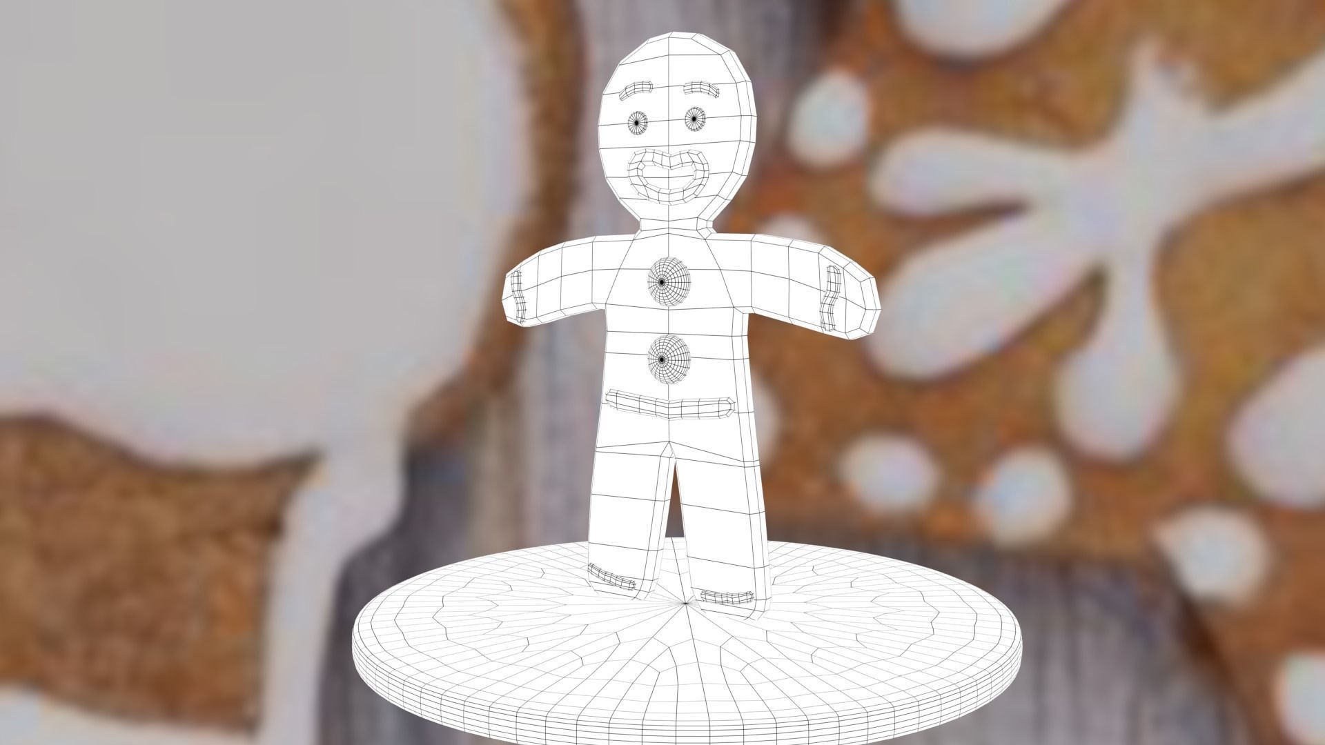 Christmas Gingerbread Man Low-poly 3D model_44