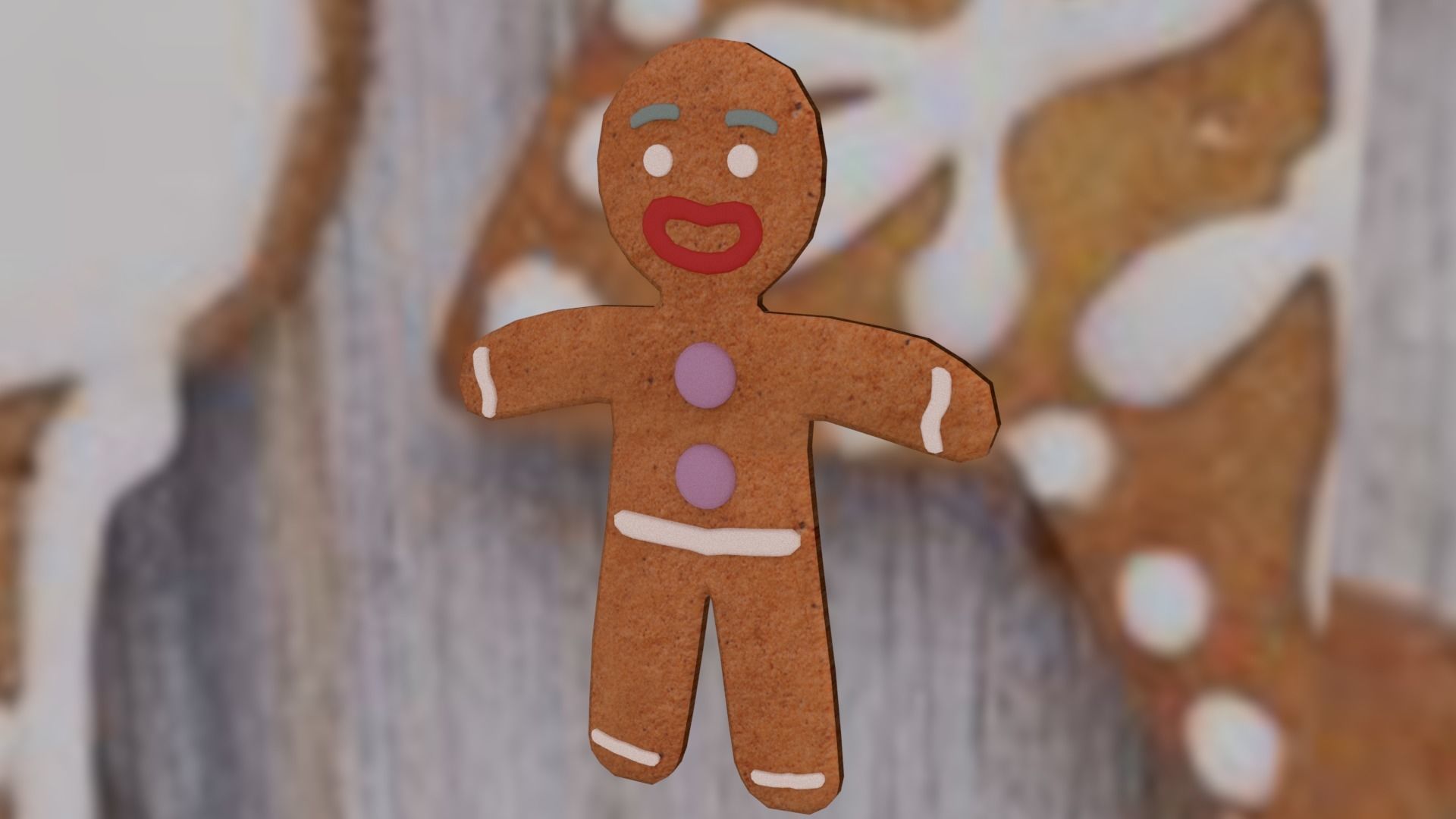 Christmas Gingerbread Man Low-poly 3D model_1