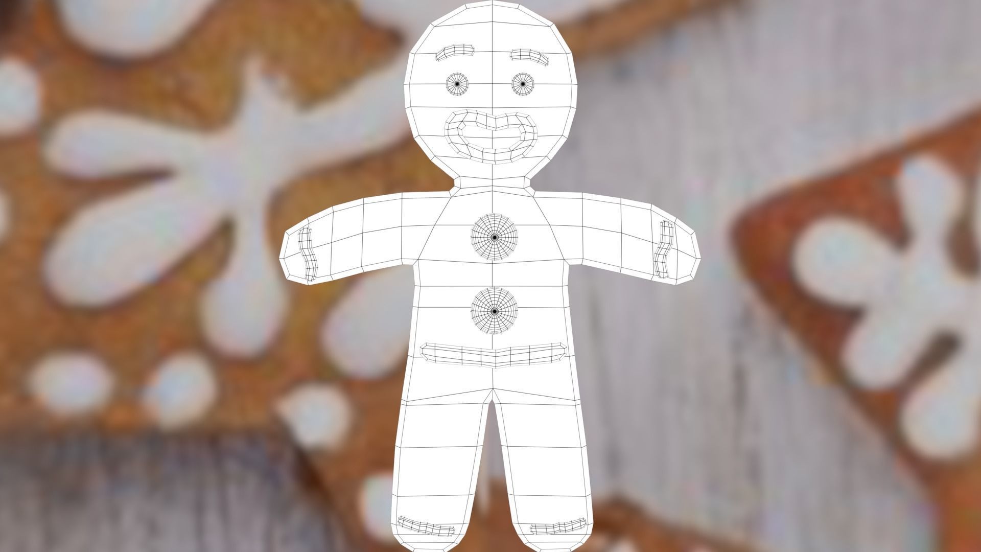 Christmas Gingerbread Man Low-poly 3D model_60
