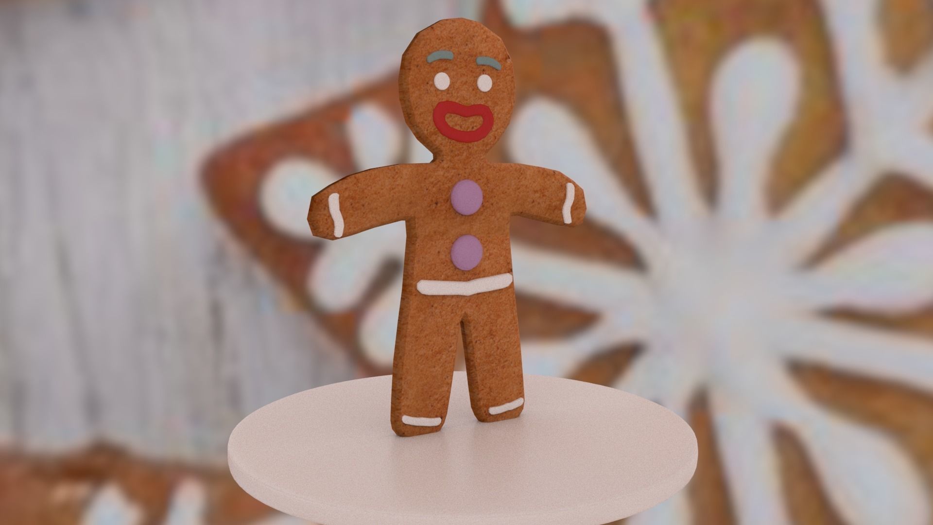 Christmas Gingerbread Man Low-poly 3D model_18