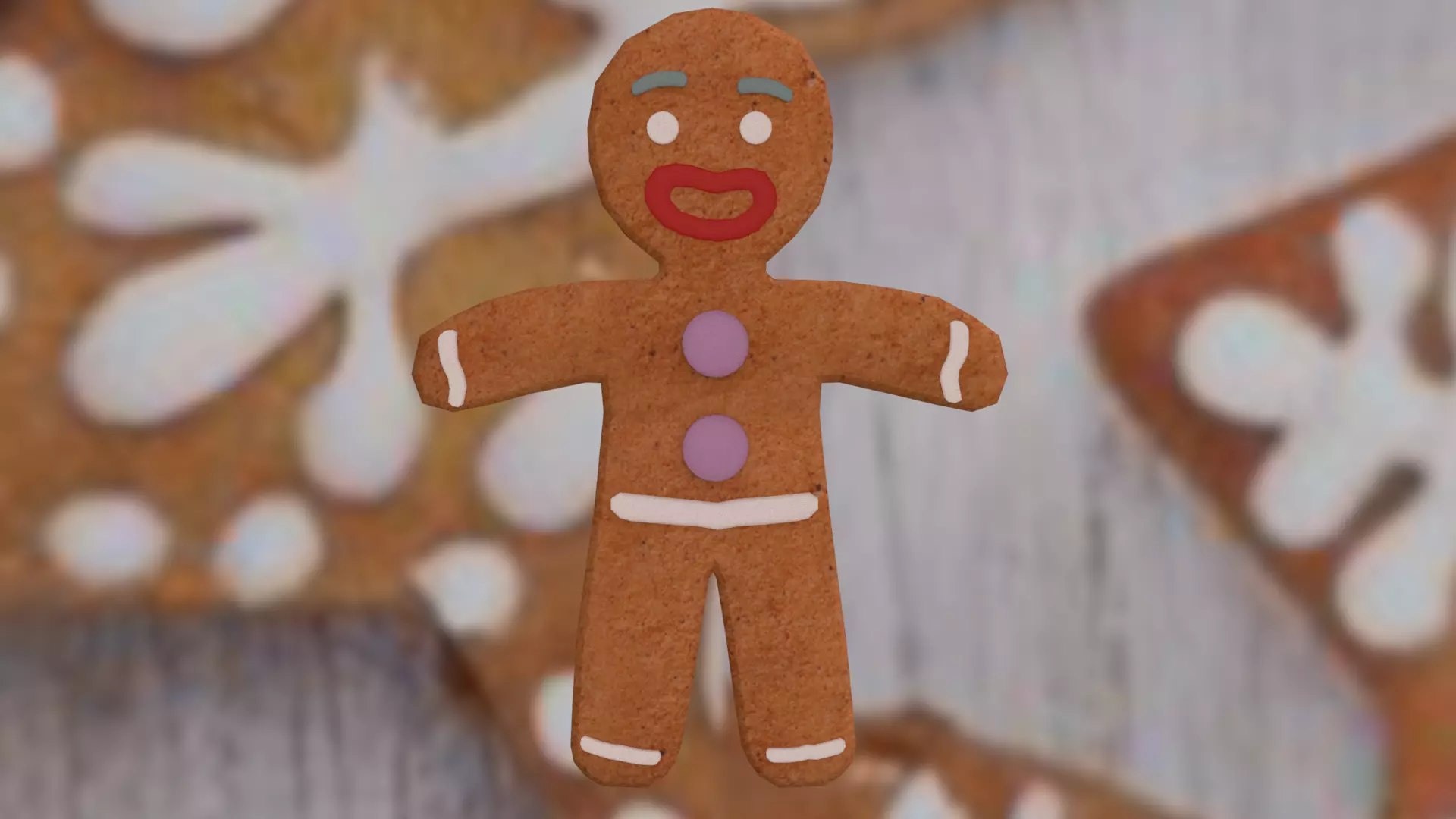 Christmas Gingerbread Man Low-poly 3D model_0