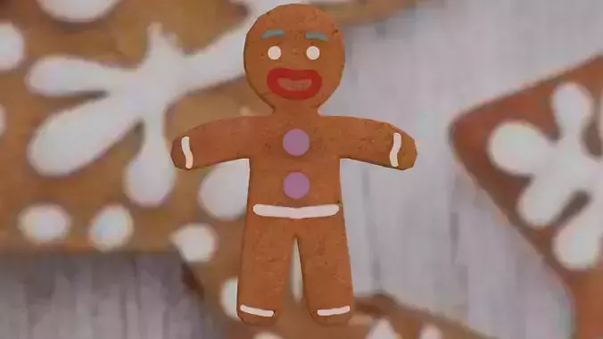 Christmas Gingerbread Man Low-poly 3D model