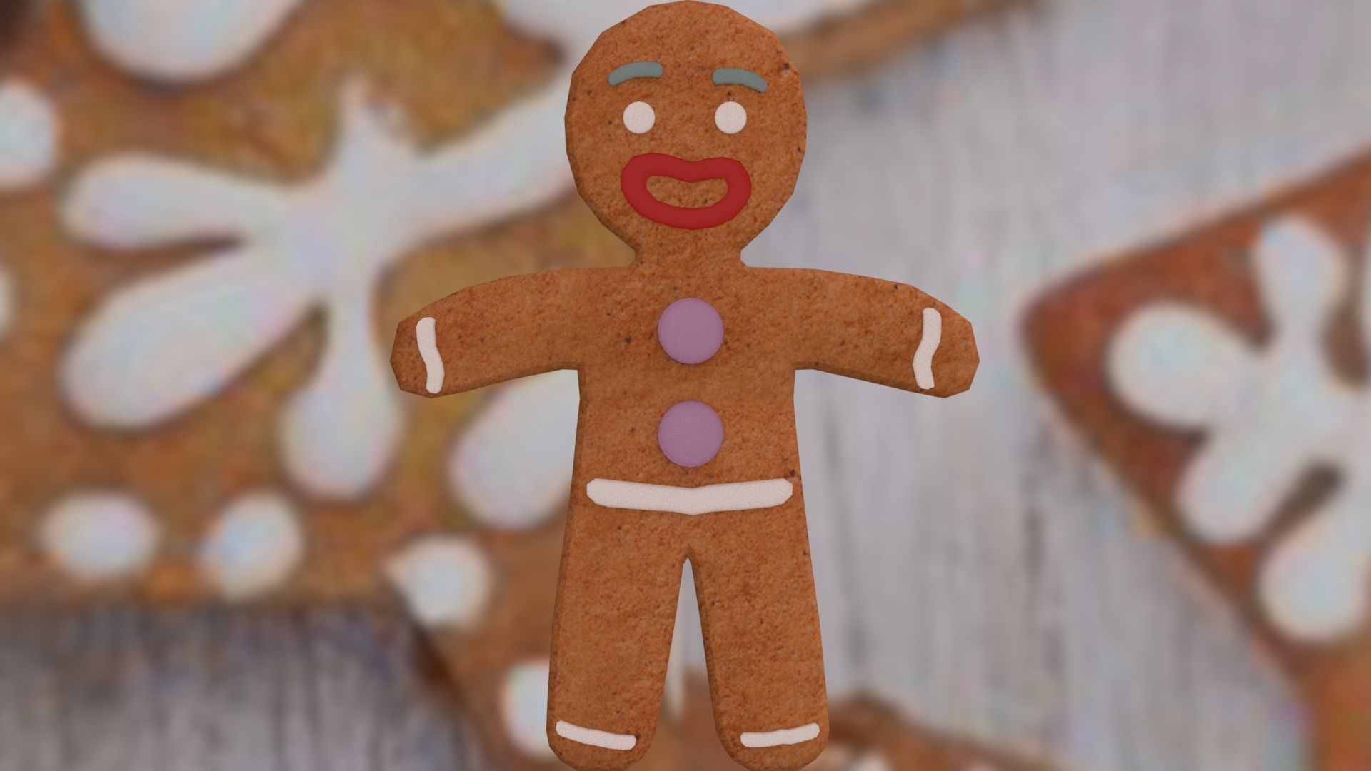 Christmas Gingerbread Man Low-poly 3D model_2