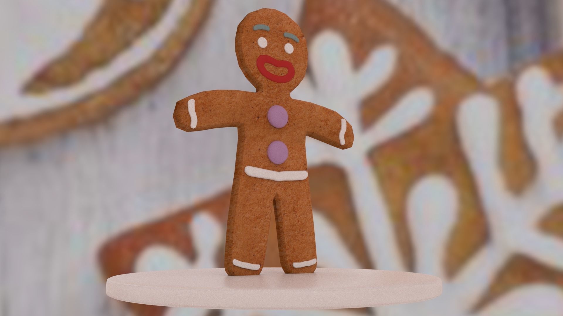 Christmas Gingerbread Man Low-poly 3D model_12