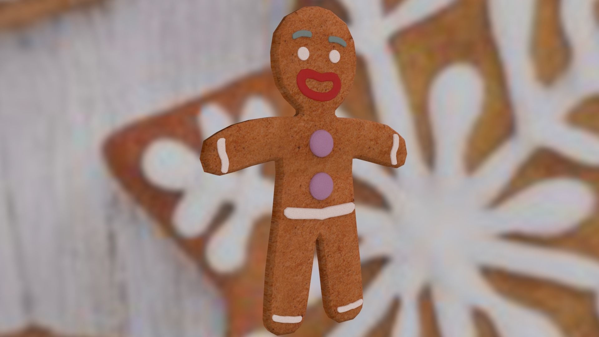 Christmas Gingerbread Man Low-poly 3D model_3