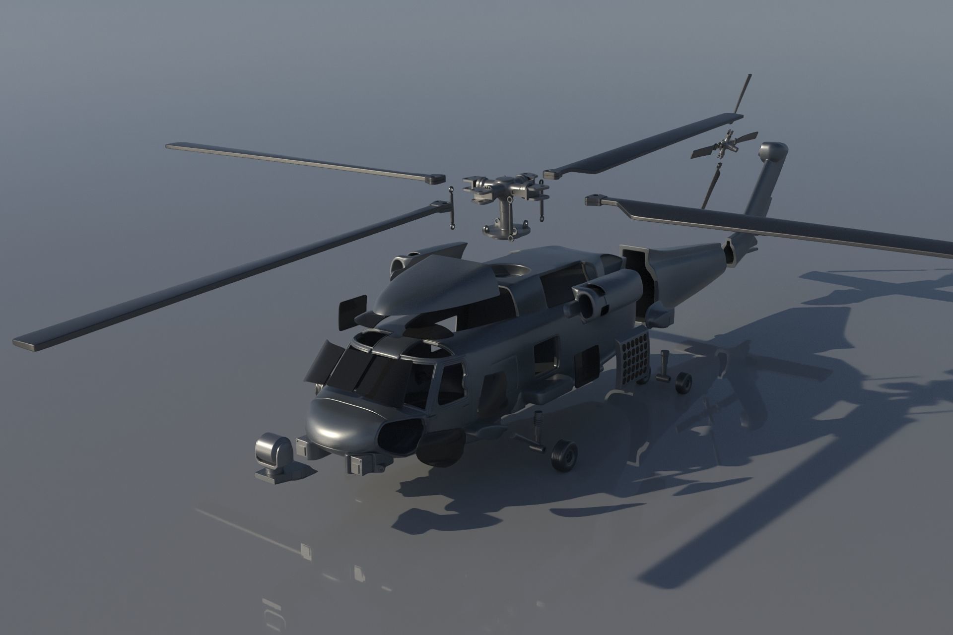 MH-60R blackhawk helicopter 3D print model_11