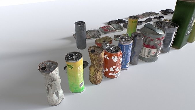 Can and drinks junk props Low-poly 3D model 7