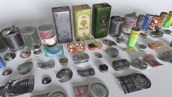 Can and drinks junk props Low-poly 3D model 4