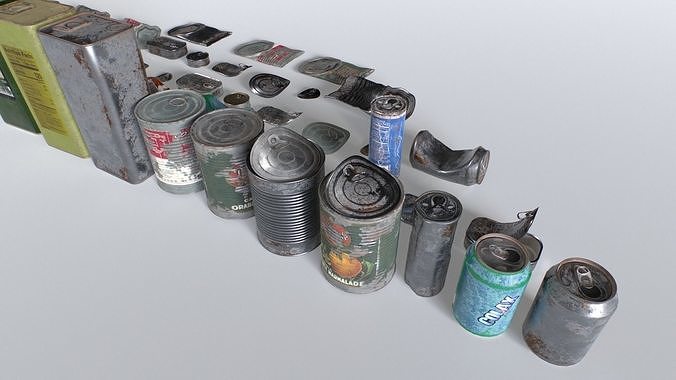 Can and drinks junk props Low-poly 3D model 5