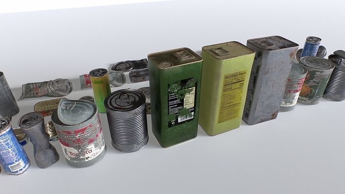 Can and drinks junk props Low-poly 3D model 6