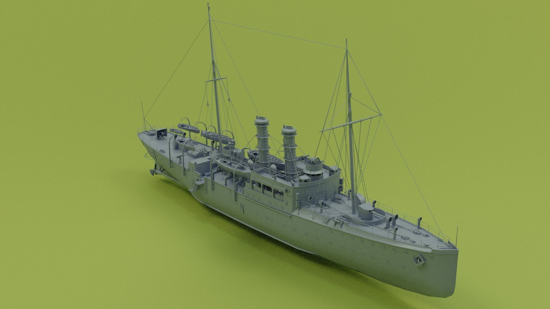 Gunboat SMS Panther Low-poly 3D model_8