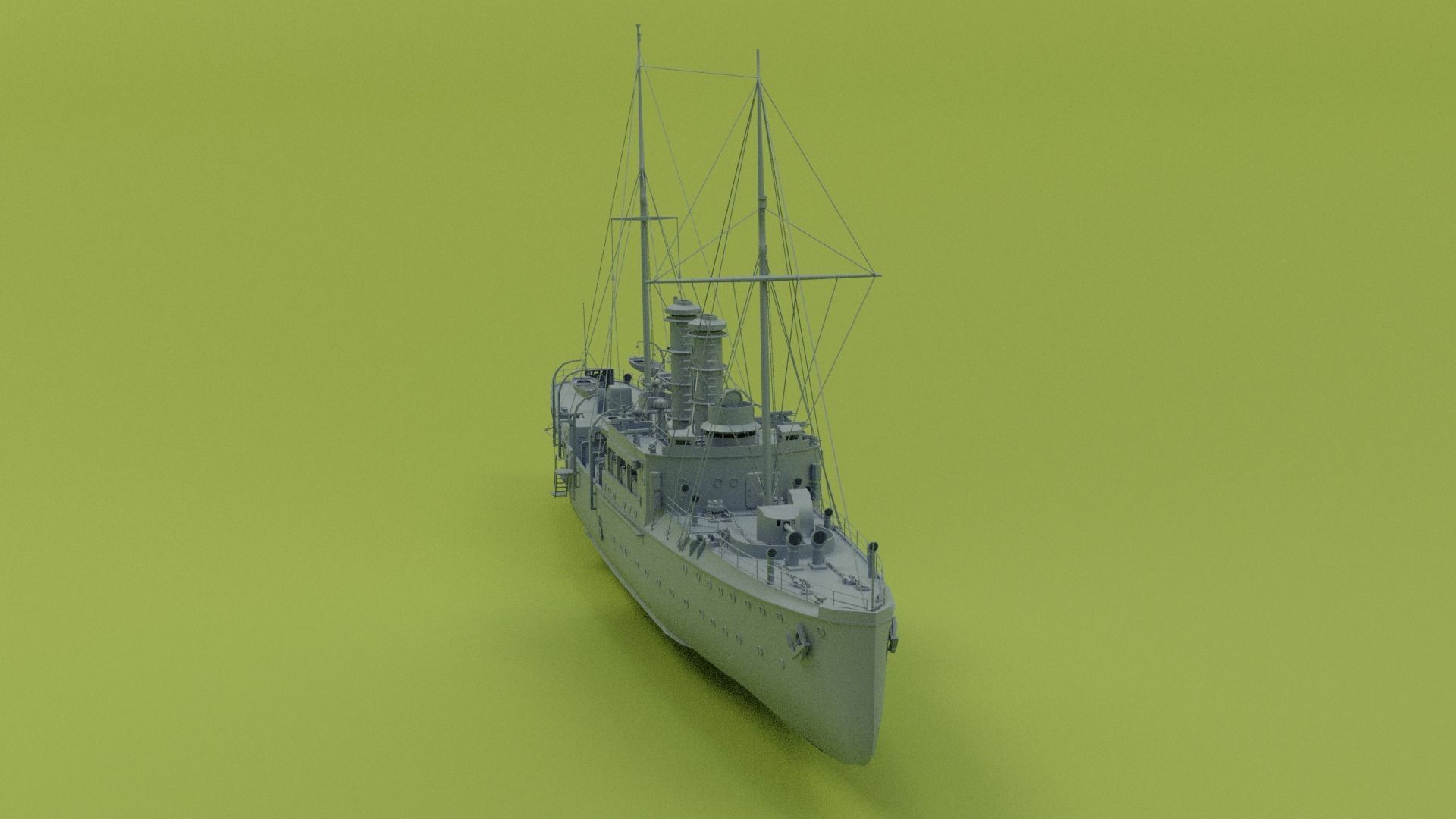 Gunboat SMS Panther Low-poly 3D model_9