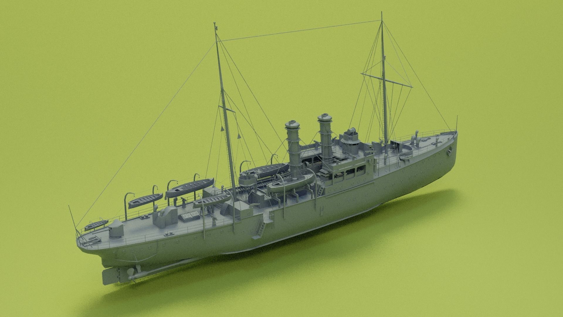 Gunboat SMS Panther Low-poly 3D model_6