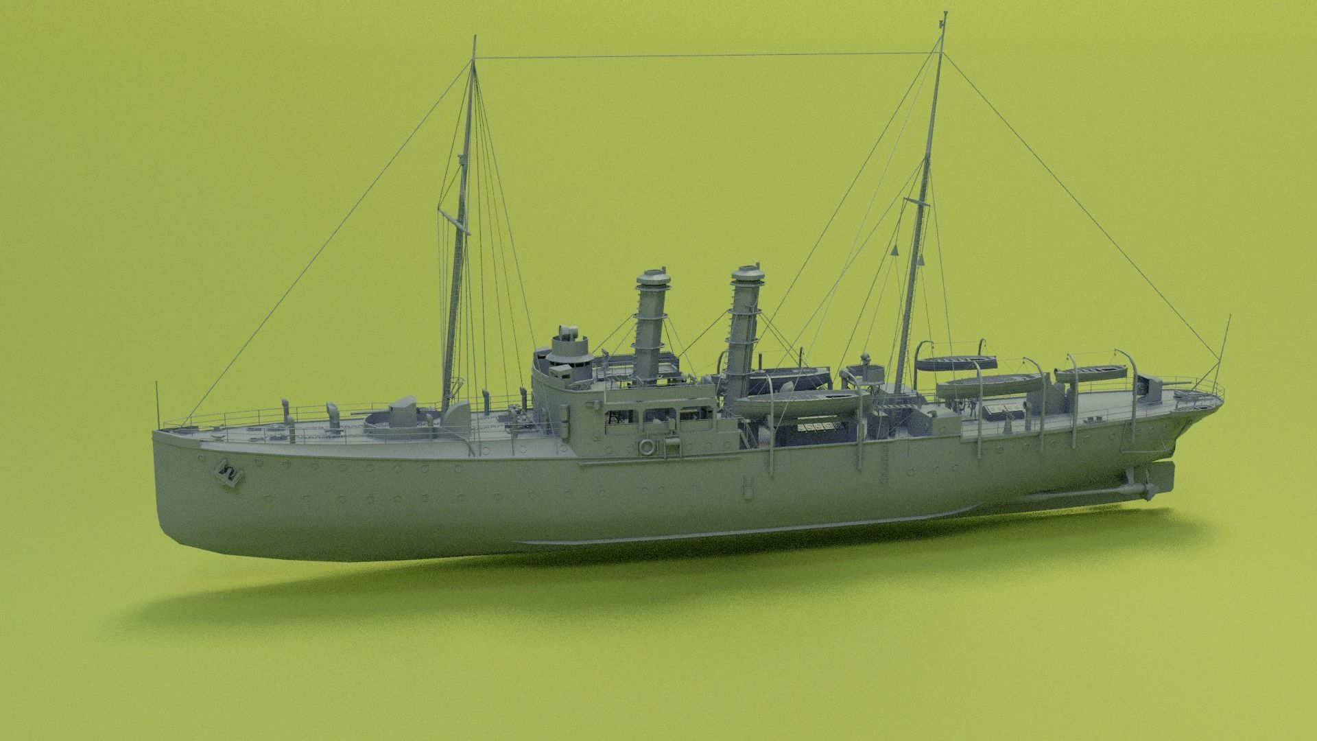 Gunboat SMS Panther Low-poly 3D model_2