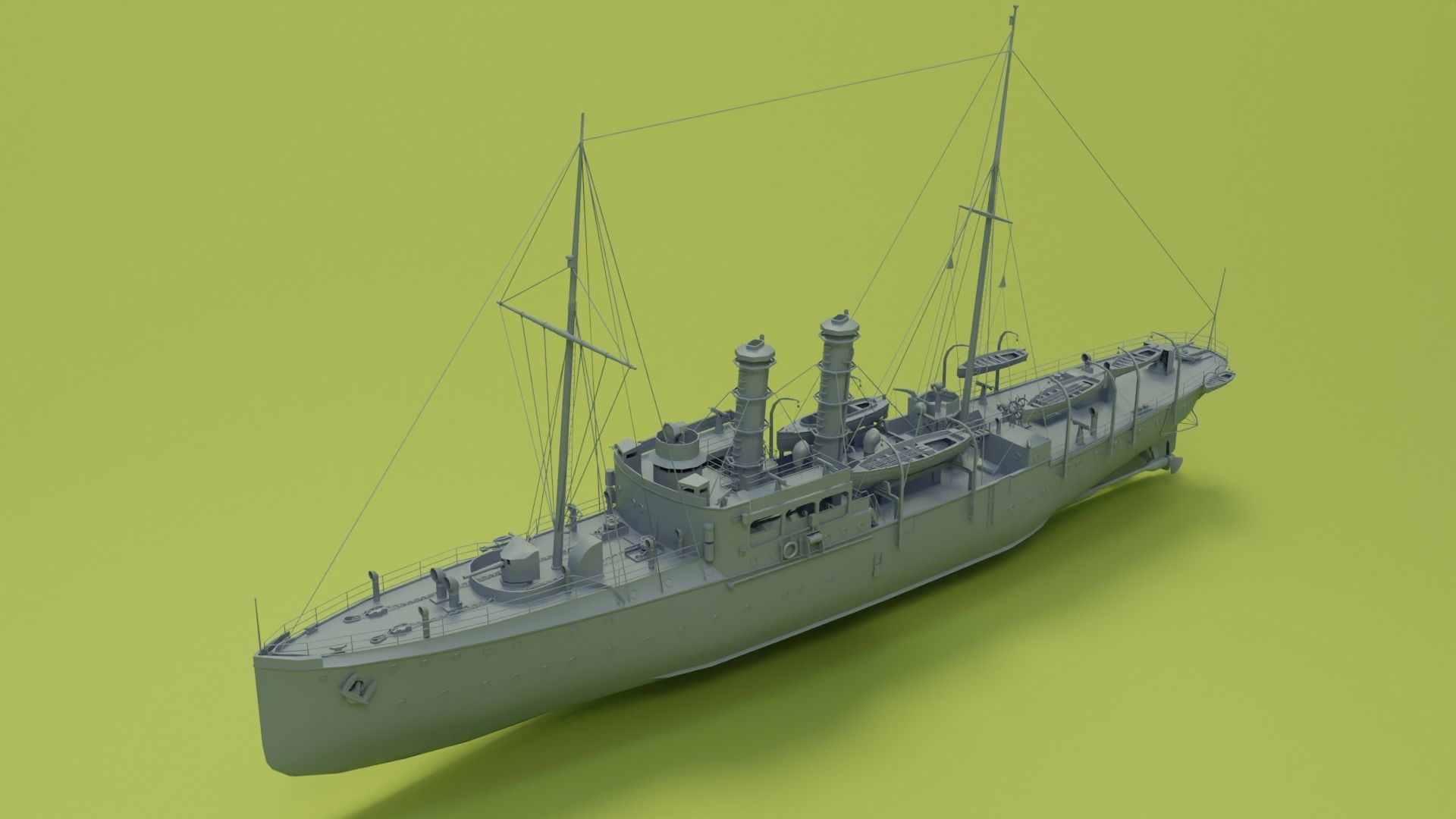 Gunboat SMS Panther Low-poly 3D model_1