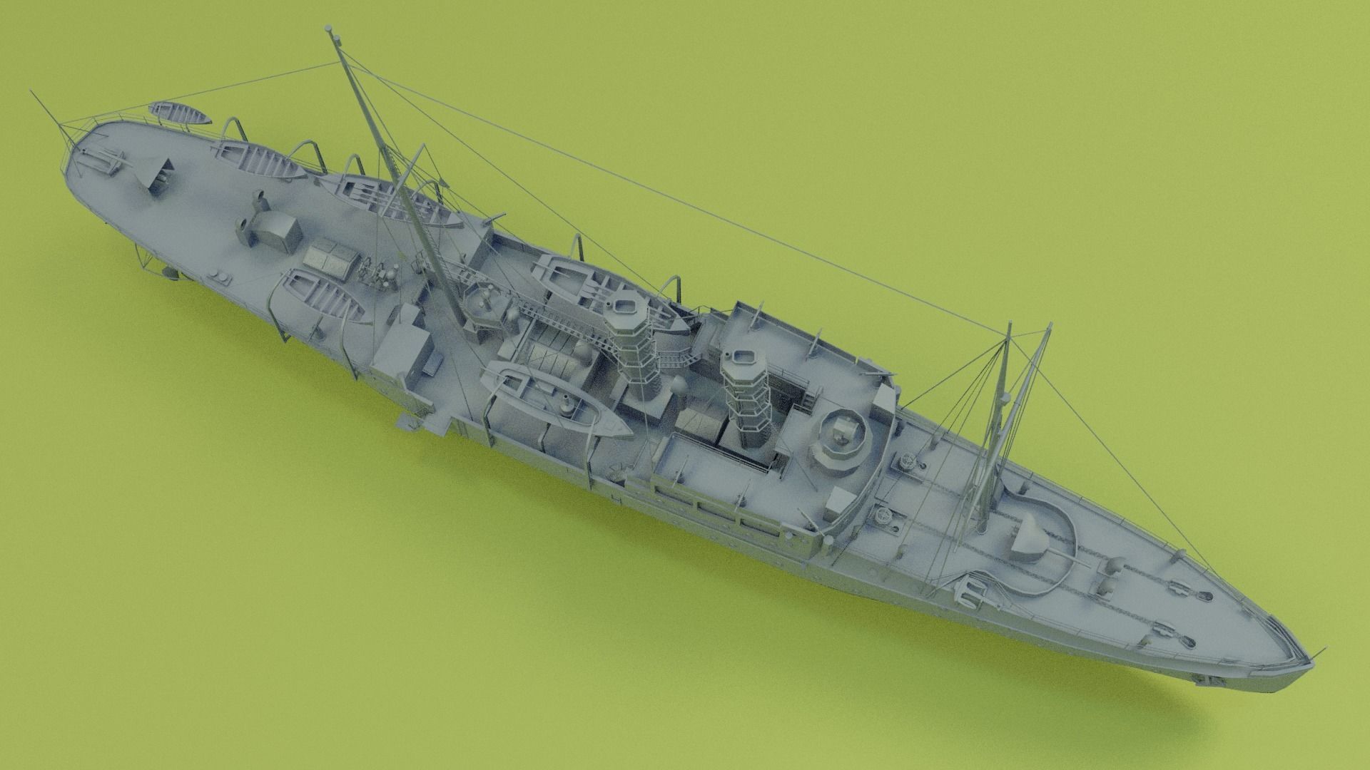 Gunboat SMS Panther Low-poly 3D model_11