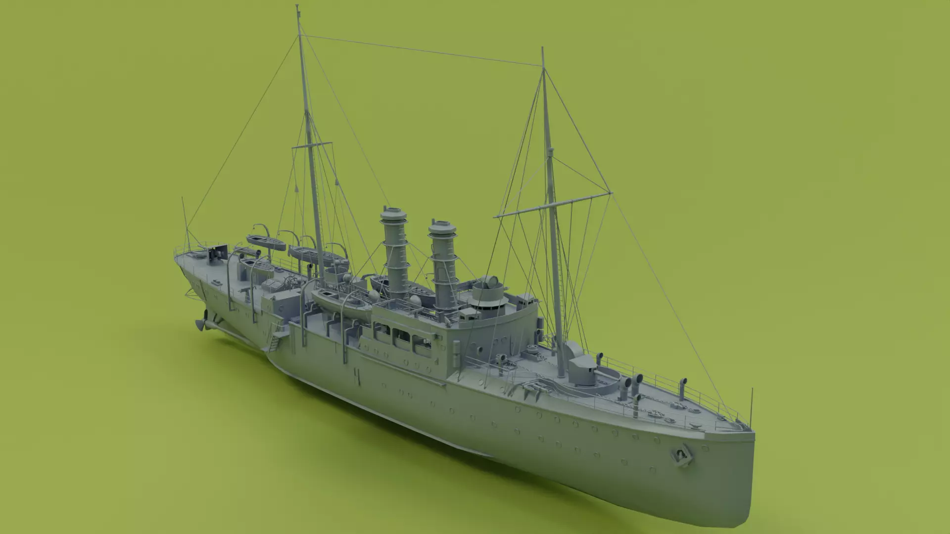 Gunboat SMS Panther Low-poly 3D model_0