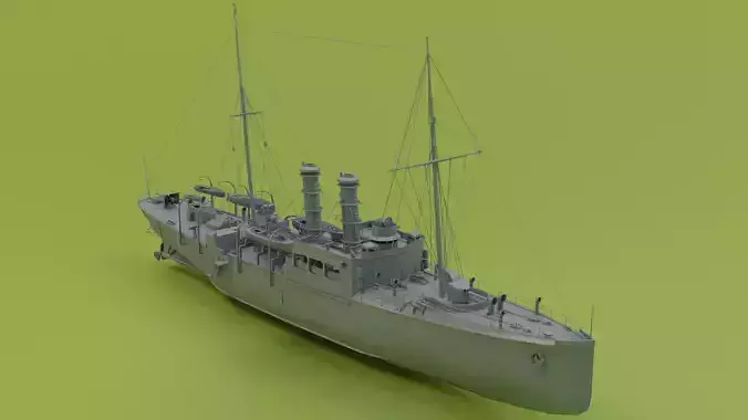 Gunboat SMS Panther Low-poly 3D model