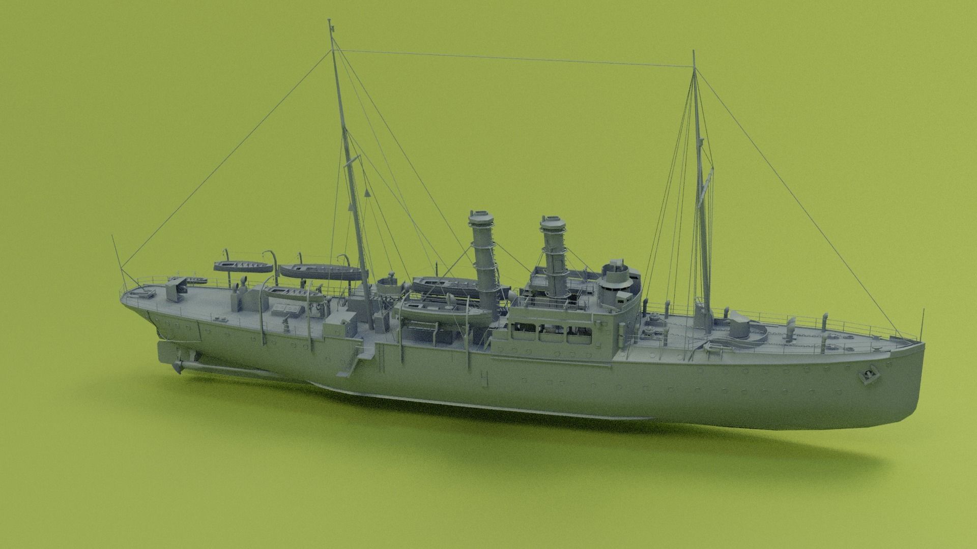 Gunboat SMS Panther Low-poly 3D model_7