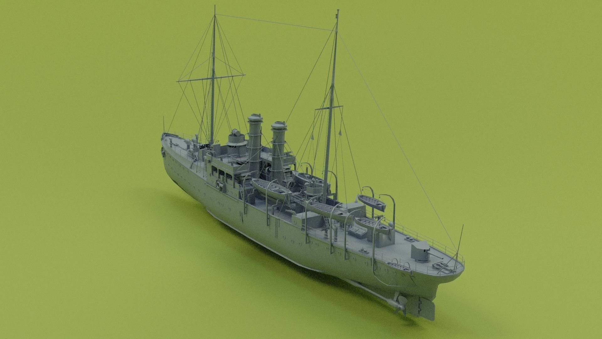 Gunboat SMS Panther Low-poly 3D model_4