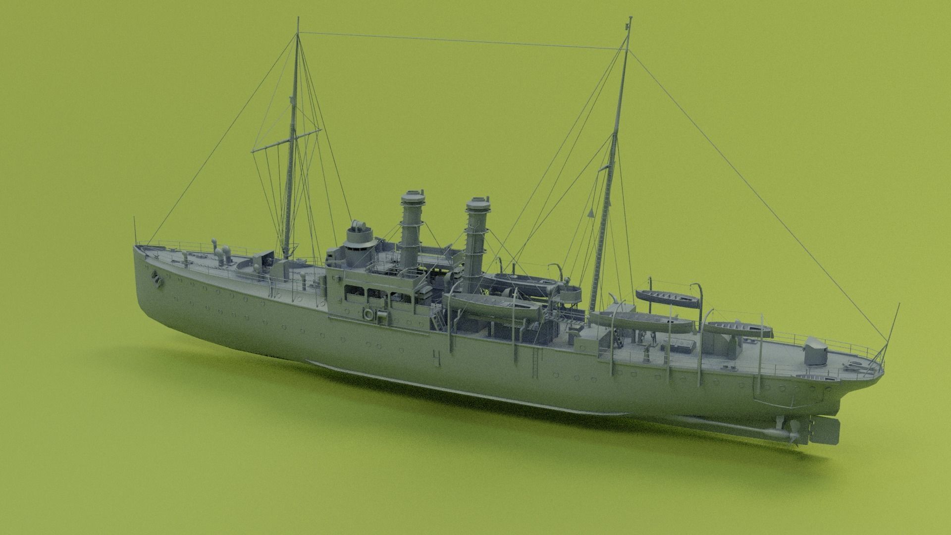 Gunboat SMS Panther Low-poly 3D model_3