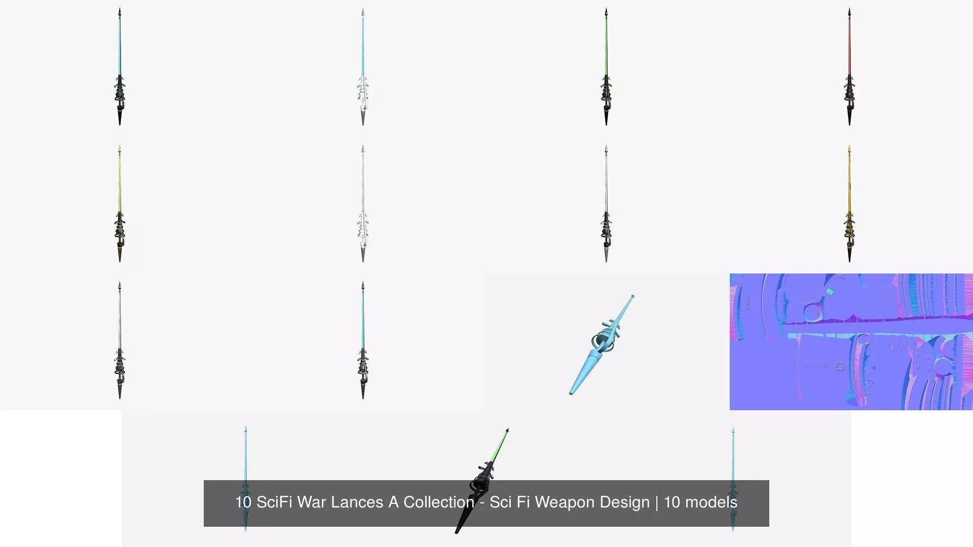 10 SciFi War Lances A Collection - Sci Fi Weapon Design _1