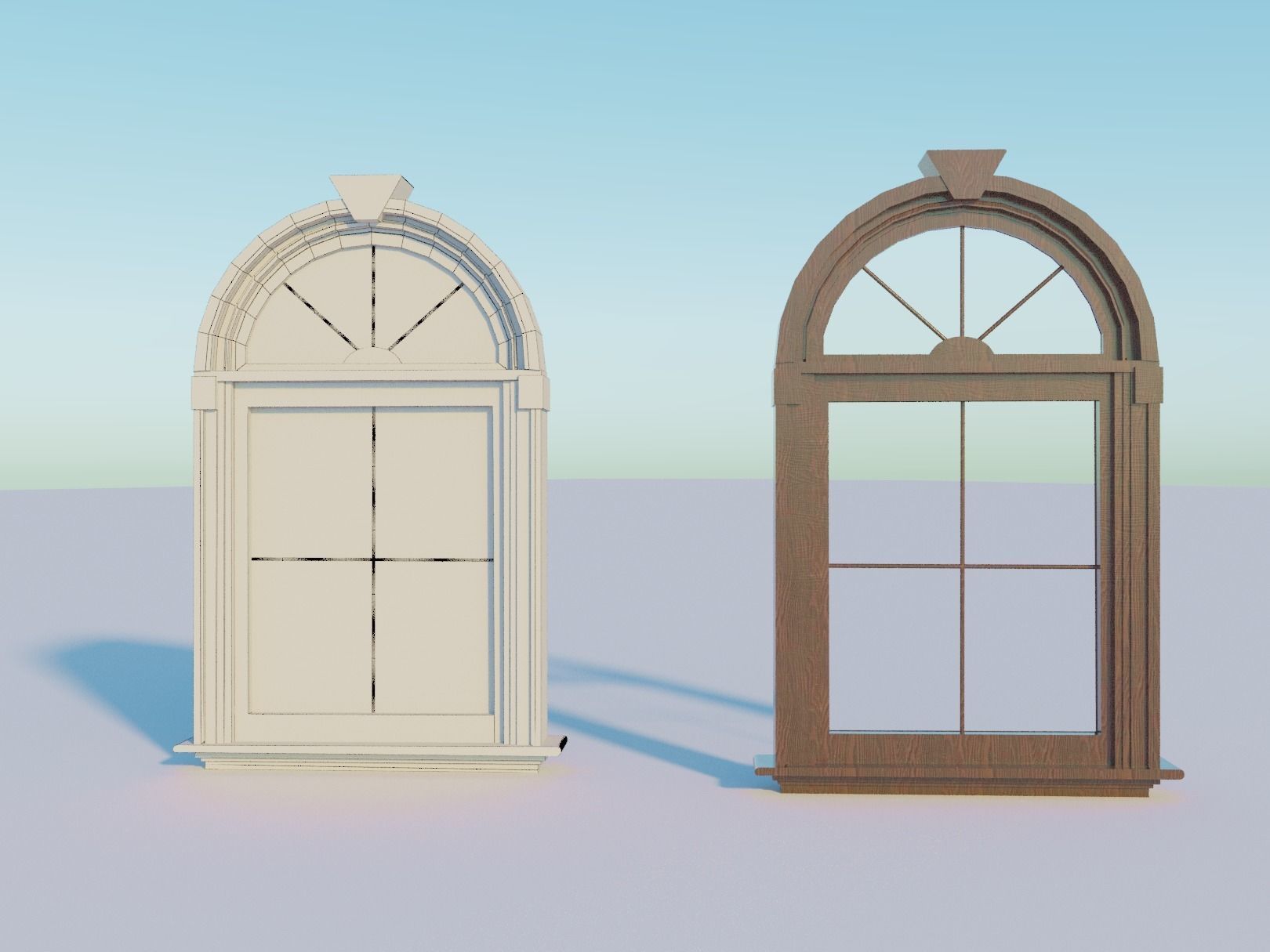 Arched window Low-poly 3D model_2