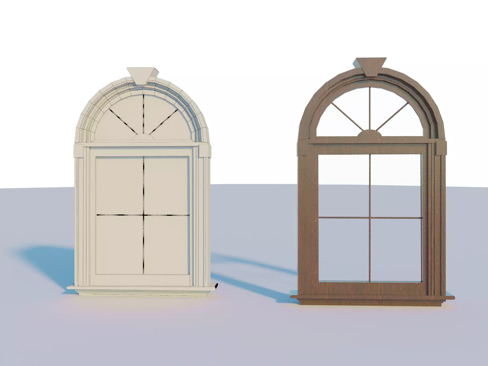Arched window Low-poly 3D model_0